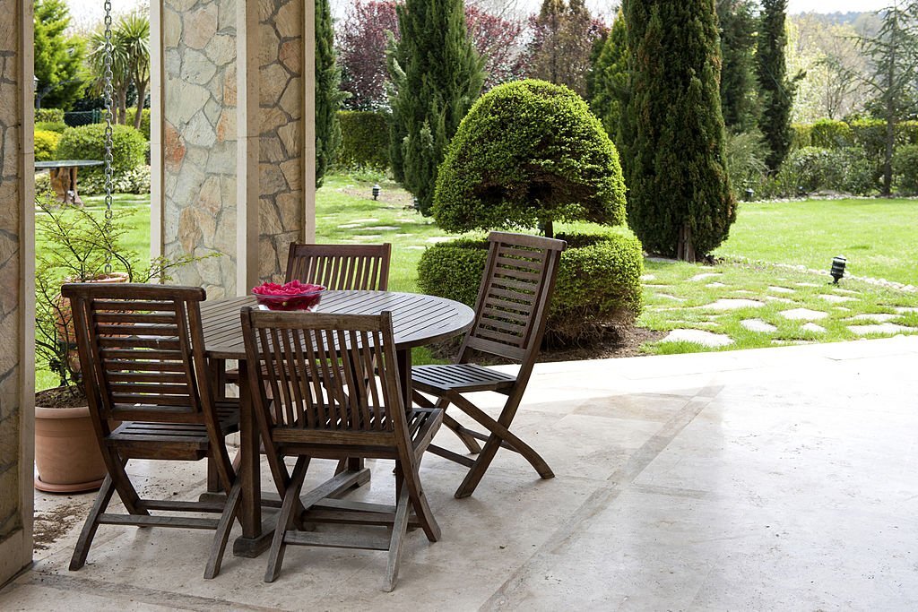Garden furniture on marble floors
